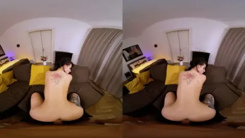 Blonde and brunette riding hard in fisheye POV bedroom scenes