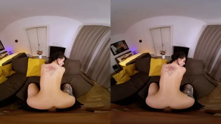 Blonde and brunette riding hard in fisheye POV bedroom scenes