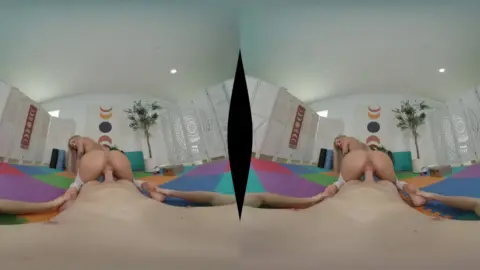 Blonde tattooed girl gets fucked on yoga mats in wellness studio
