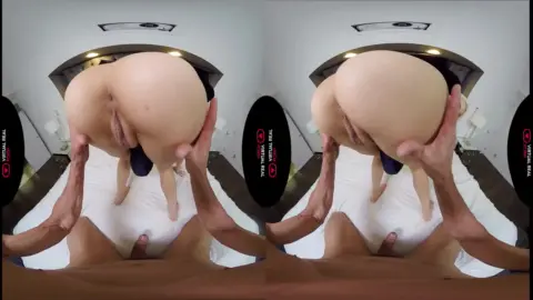 Blonde in black lingerie gets ridden in fisheye dual POV