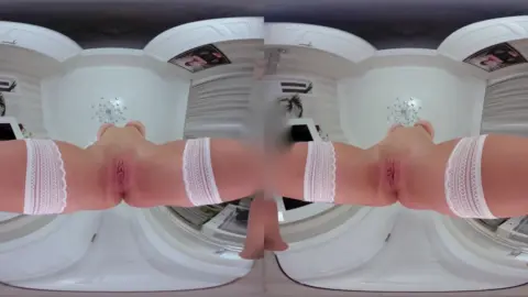 Blonde with arm tattoo jerking off and ass exposure in bathroom