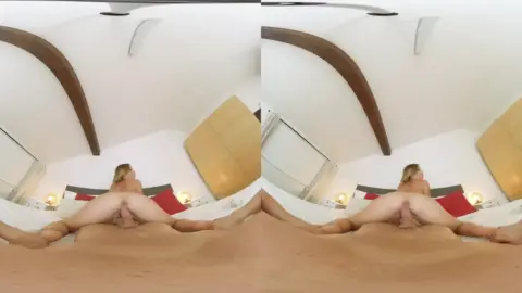 Blonde MILF spreads out on bed with candles, full 360 view