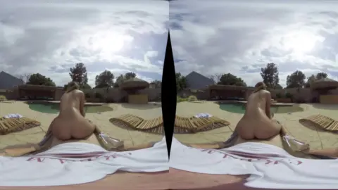 Three slim white girls on beach: spreading, crawling, lounging in dayl