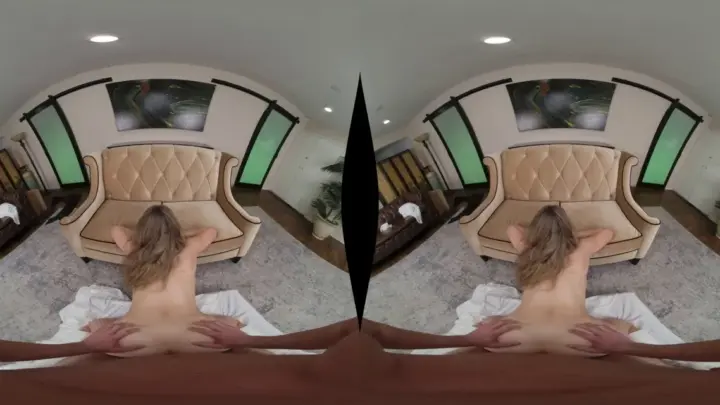 Blonde with arm tattoo jerking off and giving blowjob in bed POV