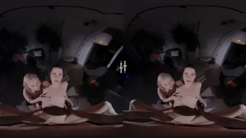 Blonde and dark-haired guy fuck in bedroom with fisheye lens