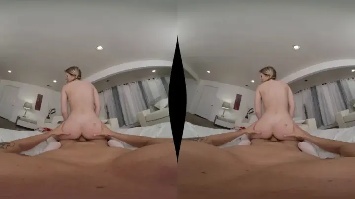 Blonde on Bed – Naked Spreads, Back View, Fisheye Shots