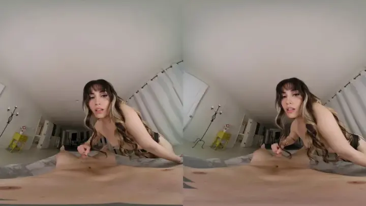 Asian brunette with long nails bends over and gets on all fours in hot
