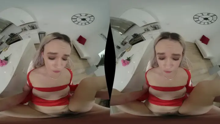 Blonde riding dude from behind on living room floor