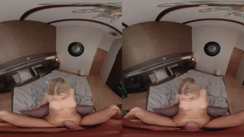 Blonde tattooed girl gets fucked on bed with fisheye lens