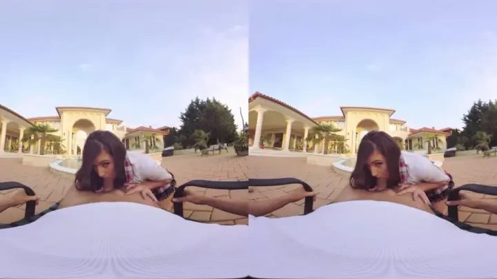 Lifeguard on Booty – brunette riding poolside