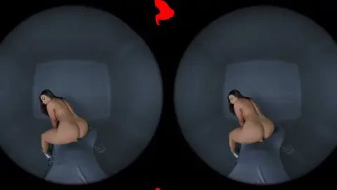 Brunette slut jerking off on bed with fish-eye lens