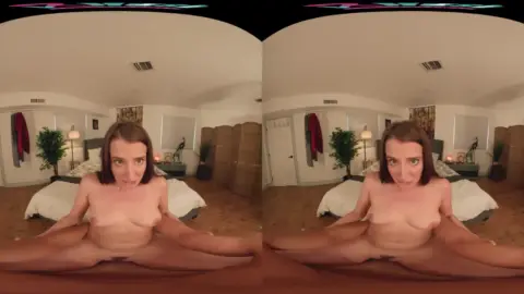 Two Brunettes Fuck in Warmly Lit Bedroom with Plants and Stereo