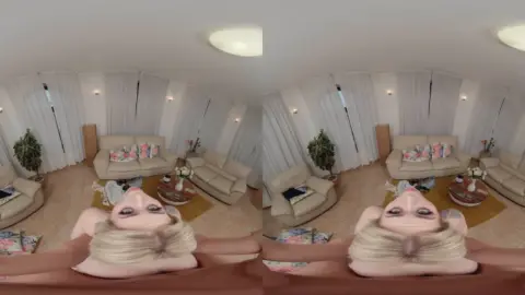 Blonde Curvy Milf Grinds on Muscular Dude in Living Room